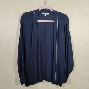 04170 Chico's navy blue open front L/S cotton cardigan L